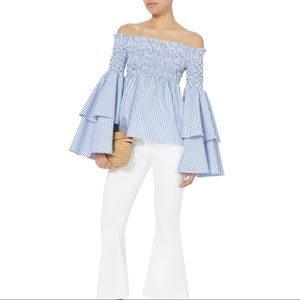 Caroline Constas Striped off the shoulder top